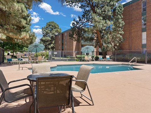 Outdoor lounge and pool area